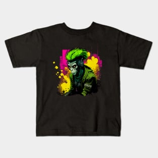 Neon Punk Monkey Kids T-Shirt